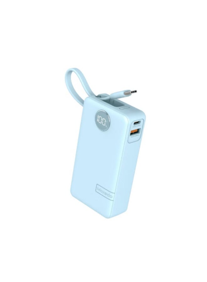 Moxedo Porta-Go+ Power Bank 10000 mAh 1 USB-C/ 1 USB-A Ports with Built-in USB-C Cable PD Fast Charging Compatible for iPhone 16/15 Series, Samsung, Huawei, Xiaomi, iPad