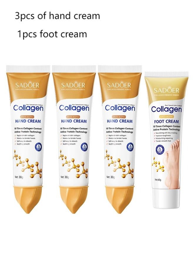 SADOER 3 Pcs Collagen Anti-Aging Face Serum Collagen Anti-Aging Firming Gel Collagen Hand Cream 1Pcs Collagen Foot Cream, Suitable For Dry & Cracked Feet, Nourishing, Moisturizing, Smoothing & Whitening Foot Skin Care  - Image 1