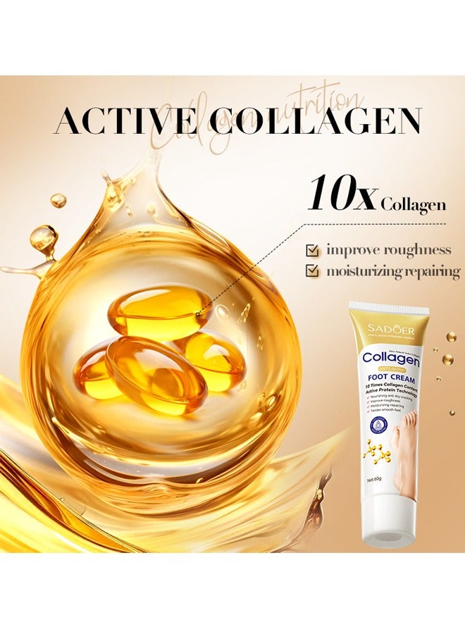 SADOER 3 Pcs Collagen Anti-Aging Face Serum Collagen Anti-Aging Firming Gel Collagen Hand Cream 1Pcs Collagen Foot Cream, Suitable For Dry & Cracked Feet, Nourishing, Moisturizing, Smoothing & Whitening Foot Skin Care  - Image 5