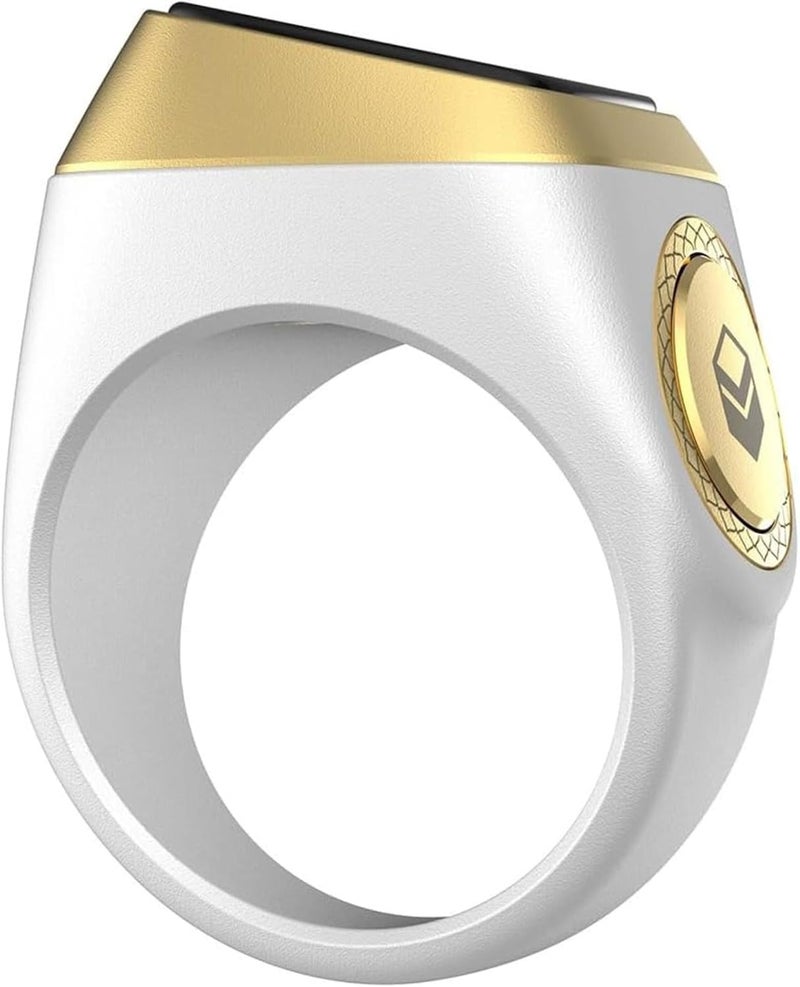 Smart Tasbih Zikr Ring E01, Muslim Prayer Timing Reminder, Oled Display, Tasbih Counter, Smart Ring, Tasbih Ring, Wearable Technology, 5 Time App Notification (White, 22mm) - Image 2