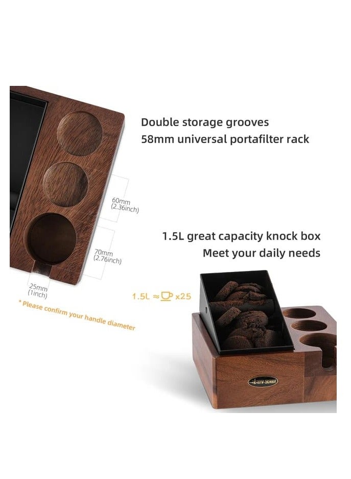 Liying Premium Wooden Espresso Knock Box, 24 x 24 x 8.5 cm, 4-in-1 Tamping Station - Image 4