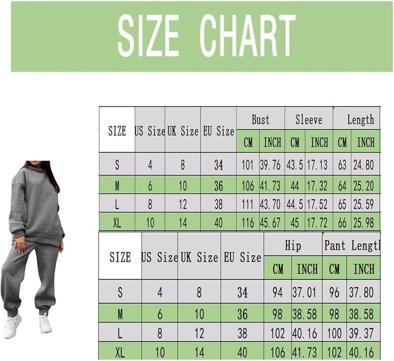 klarako Womens Hooded Tracket Soild Long Sleeves Sweatshirt and Trouser with Pocket Outdoor Sport Casual 2 Piece Outfits - Image 5