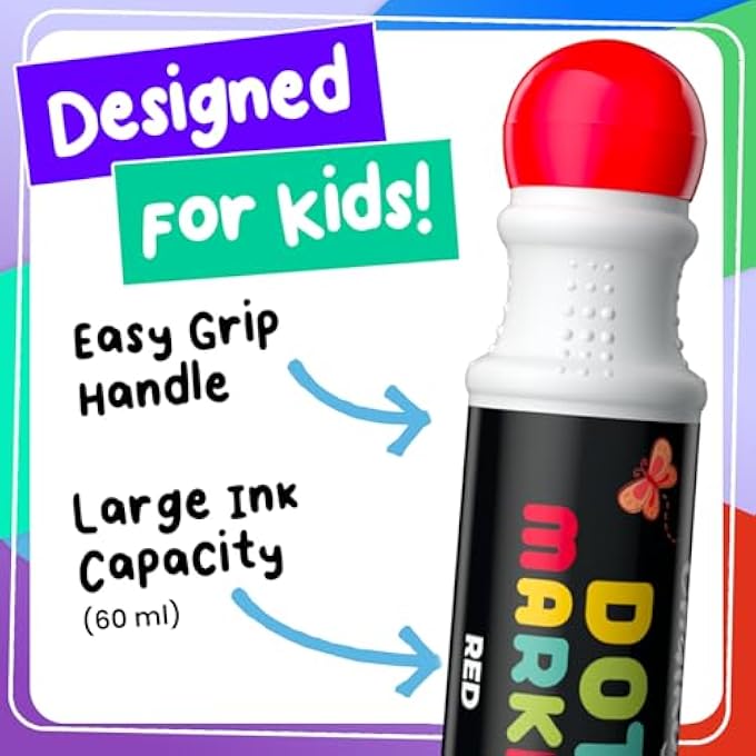 Chalkola 6 WASHABLE DOT MARKERS FOR TODDLERS 1-3 | NON TOXIC BINGO DAUBERS FOR TODDLERS 2-4 | PRESCHOOL, KINDERGARTEN PAINT STAMP MARKERS SET - DOT ART AND CRAFTS SUPPLIES FOR KIDS - Image 2
