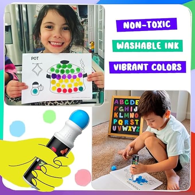 Chalkola 6 WASHABLE DOT MARKERS FOR TODDLERS 1-3 | NON TOXIC BINGO DAUBERS FOR TODDLERS 2-4 | PRESCHOOL, KINDERGARTEN PAINT STAMP MARKERS SET - DOT ART AND CRAFTS SUPPLIES FOR KIDS - Image 3