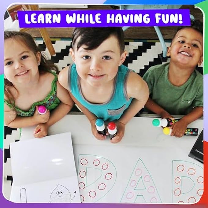 Chalkola 6 WASHABLE DOT MARKERS FOR TODDLERS 1-3 | NON TOXIC BINGO DAUBERS FOR TODDLERS 2-4 | PRESCHOOL, KINDERGARTEN PAINT STAMP MARKERS SET - DOT ART AND CRAFTS SUPPLIES FOR KIDS - Image 5