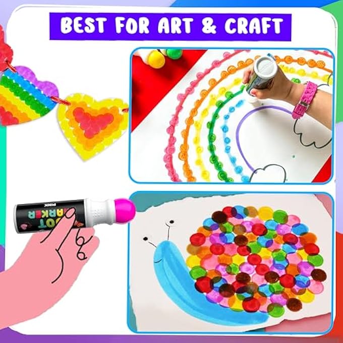Chalkola 6 WASHABLE DOT MARKERS FOR TODDLERS 1-3 | NON TOXIC BINGO DAUBERS FOR TODDLERS 2-4 | PRESCHOOL, KINDERGARTEN PAINT STAMP MARKERS SET - DOT ART AND CRAFTS SUPPLIES FOR KIDS - Image 4