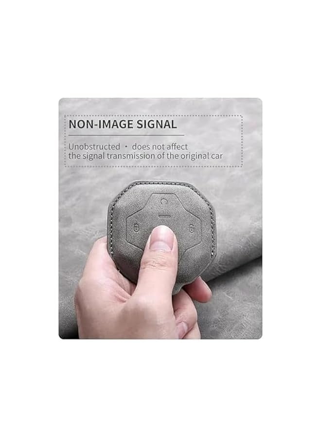 Topleo Suede Keychain Holder with Key Ring, Fit for Chery Jietu Shanhai T2 Traveler, modified accessories key cover buckle, 2 Pieces, Grey and Green - Image 4