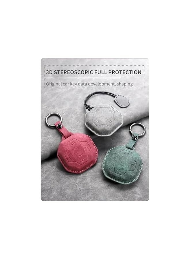 Topleo Suede Keychain Holder with Key Ring, Fit for Chery Jietu Shanhai T2 Traveler, modified accessories key cover buckle, 2 Pieces, Grey and Green - Image 3