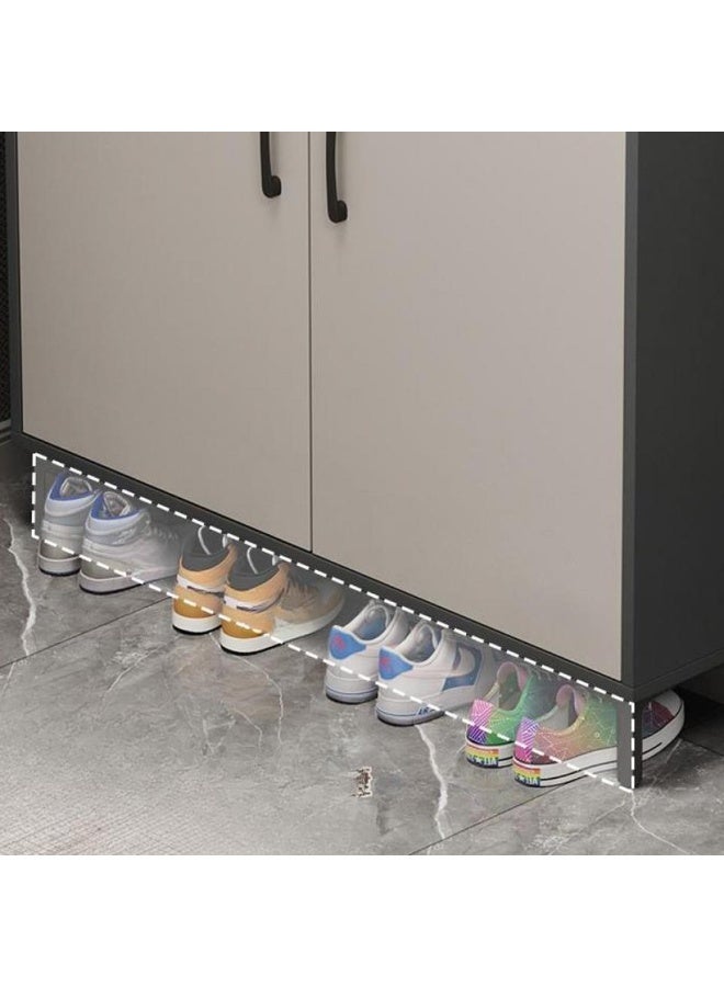 إيونتو خزانة أحذية عصرية مقاس 100 سم مع درجين صامتين وخزانتين ببابين - لونان رمادي داكن ورمادي فاتح، أرجل معدنية، 5 أرفف قابلة للتعديل للتخزين المنظم - Image 5