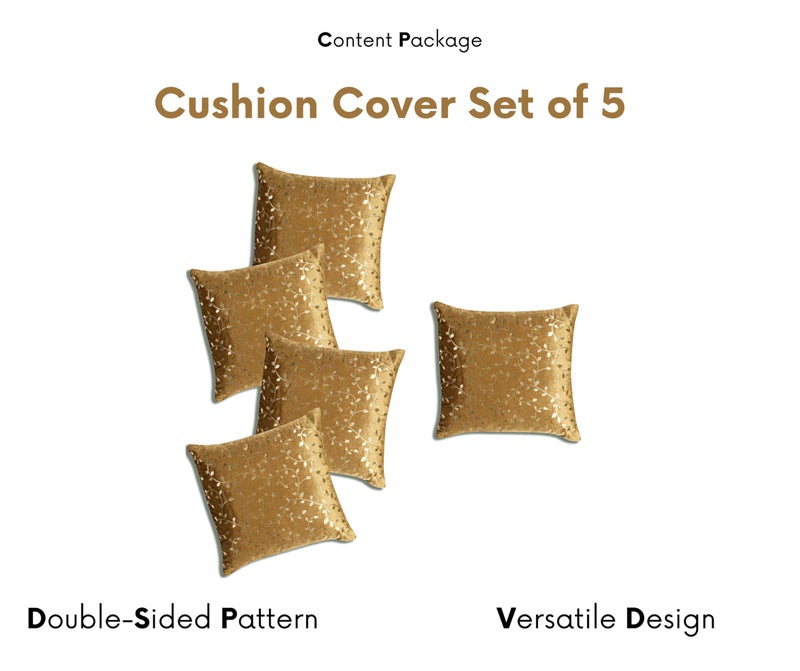 RD TREND® Premium Velvet Cushion Covers Set of 5 | Soft Decorative Throw Pillow Covers for Sofa, Bed & Living Room | Cushion Cover 18 inch x 18 inch (45x45 cm) Golden Brown - Image 5