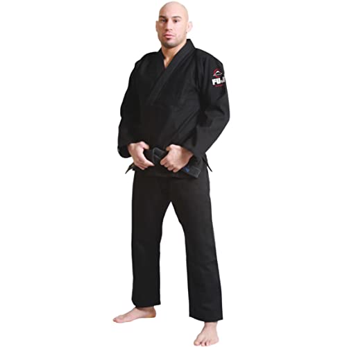 FUJI All-Around Brazilian Style Jiu Jitsu Uniform, Black (White Lettering), Size A5 - Image 1