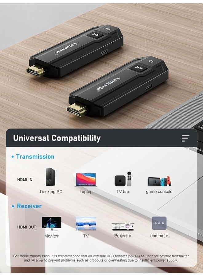 Lemorele 4K HDMI Wireless Transmitter and Receiver, 5G HDMI Wireless Transmission Supports 8 TXS to 1 RX for Streaming Video and Audio from Laptop/PC/Camera to Monitor/Projector/TV - Image 2