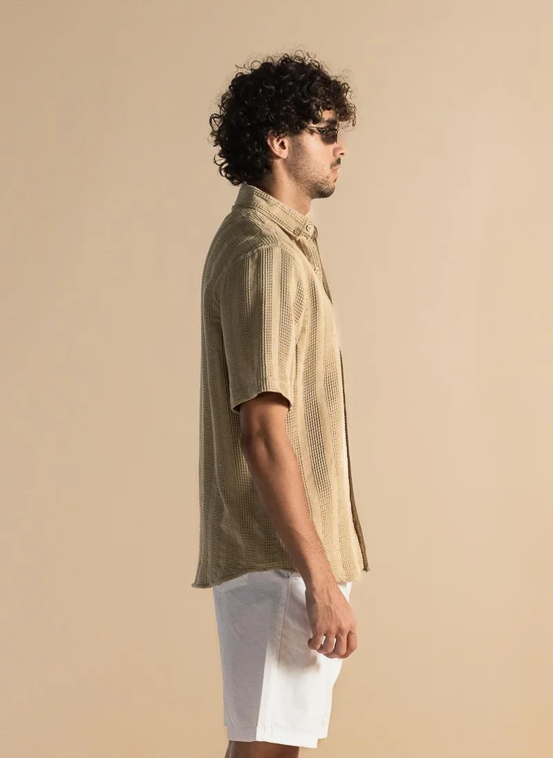 SHAPES TEXTURED COTTON SHIRT