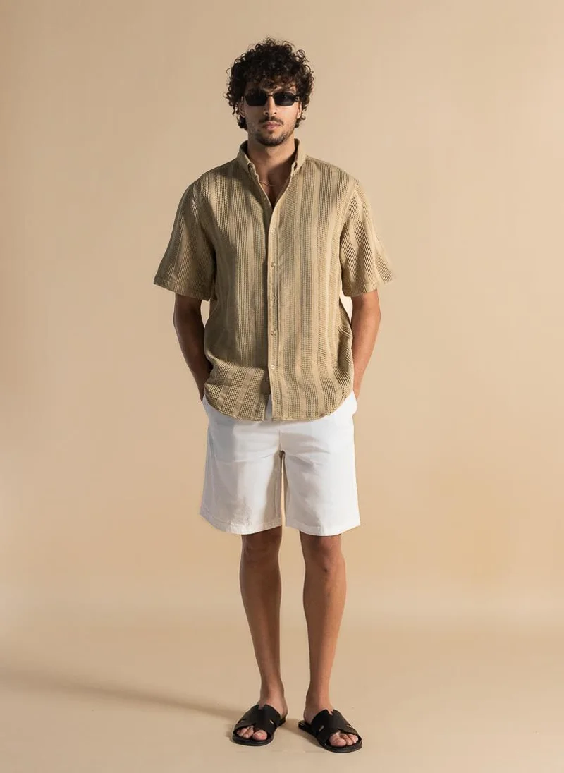 SHAPES TEXTURED COTTON SHIRT