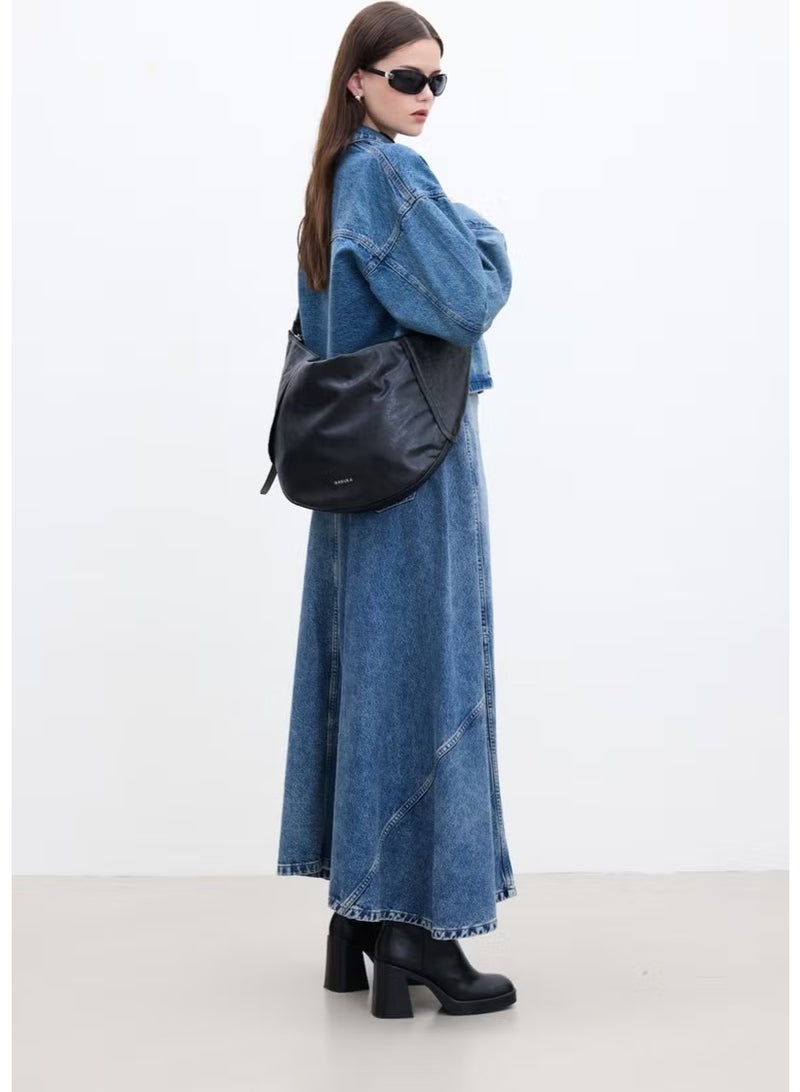Manuka Lace-Up Denim Blouse Blue - Image 3
