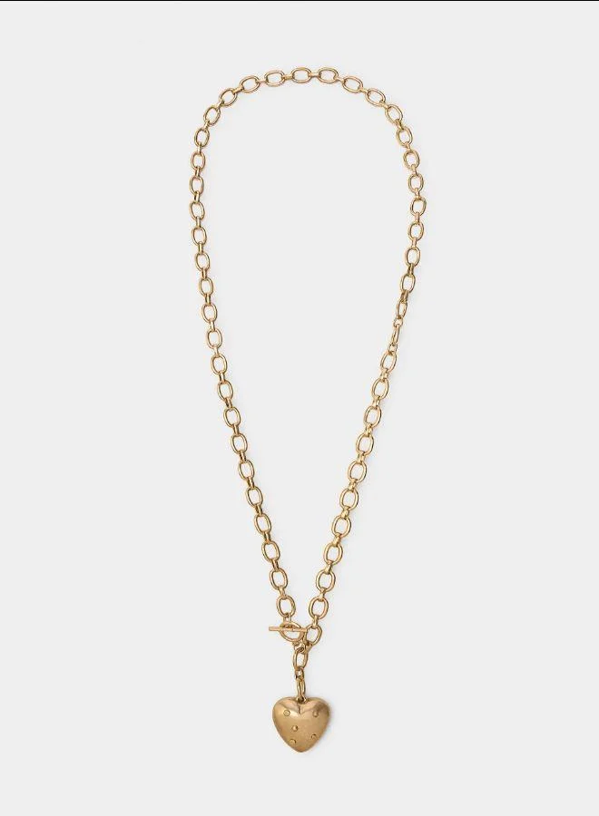 بارفوا عقد طويل من الأربطات مع قلادة قلب ذهبية