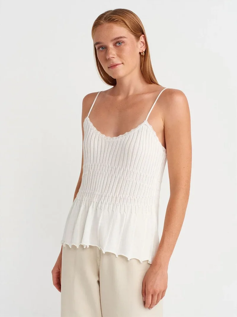 ديلفين DILVIN Ribbed Sleeveless V-neck Blouse