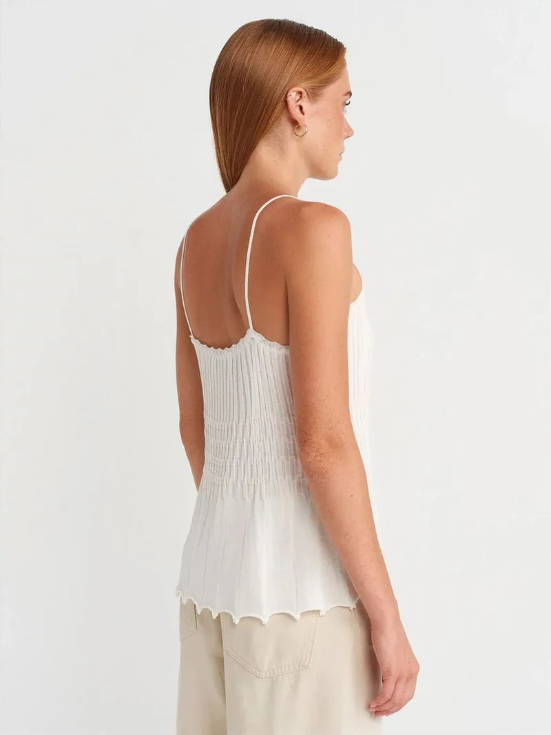 ديلفين DILVIN Ribbed Sleeveless V-neck Blouse