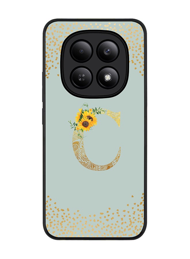 For Xiaomi Redmi Note 15 4G Case,Slim fit Camera Protection, Shockproof Thin Phone cover  - Custom Floral Monogram - C  (Light Grey )