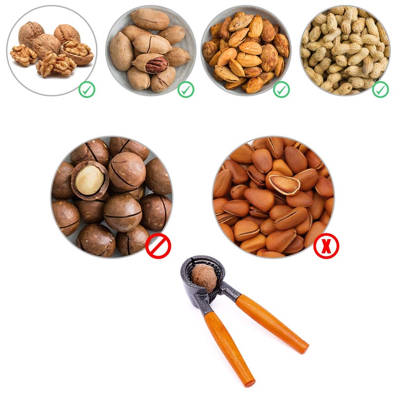 Anwenk Heavy Duty Nutcracker Pecan Walnut Plier Opener Tool with Wood Handle - Image 5