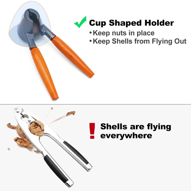 Anwenk Heavy Duty Nutcracker Pecan Walnut Plier Opener Tool with Wood Handle - Image 2