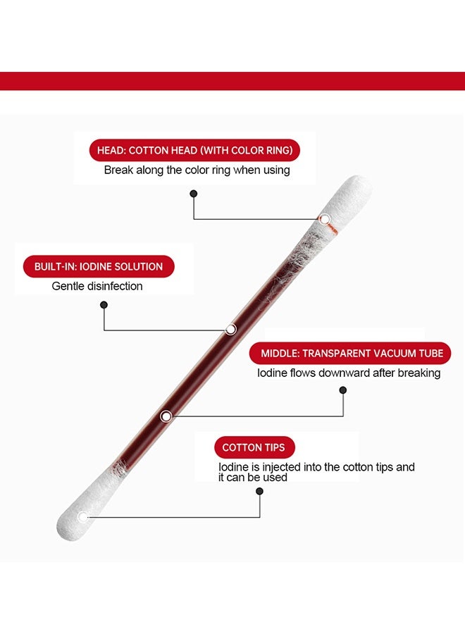 Sumifun 50PCS Iodophor Disposable Cotton Swabs For Emergency Disinfection, Individually Packaged Iodophor Cotton Swabs, For Wound Skin Cleansing Bruise Home Outdoor Travel Sports Emergency Use - Image 2