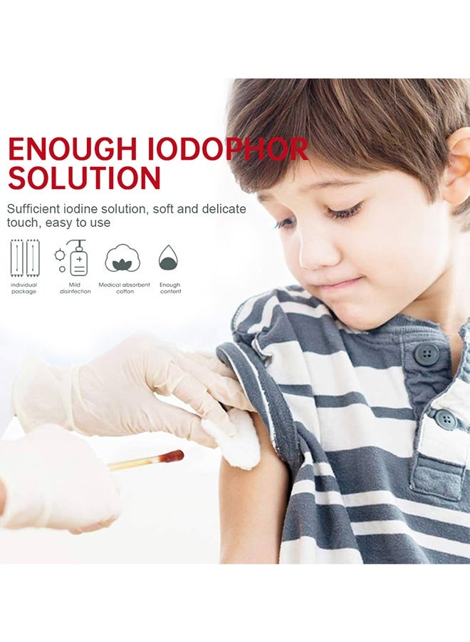 Sumifun 50PCS Iodophor Disposable Cotton Swabs For Emergency Disinfection, Individually Packaged Iodophor Cotton Swabs, For Wound Skin Cleansing Bruise Home Outdoor Travel Sports Emergency Use - Image 3