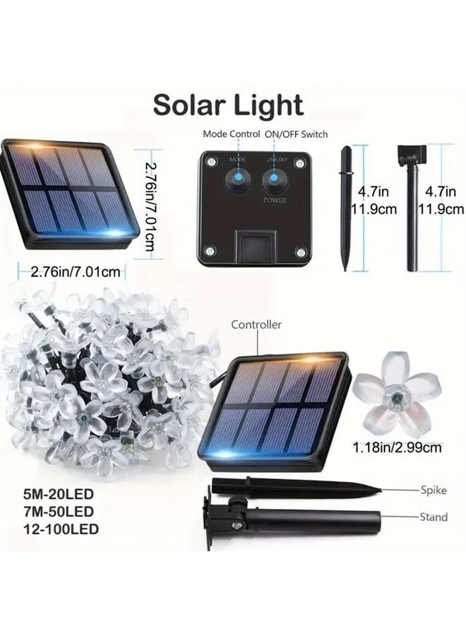 Purple Solar Cherry Blossom String Lights 20 LEDs 8 Modes Outdoor Festive Decor - Image 3