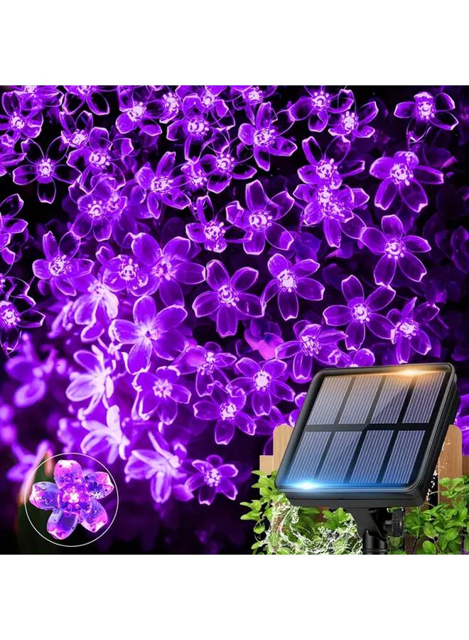 Purple Solar Cherry Blossom String Lights 20 LEDs 8 Modes Outdoor Festive Decor - Image 1