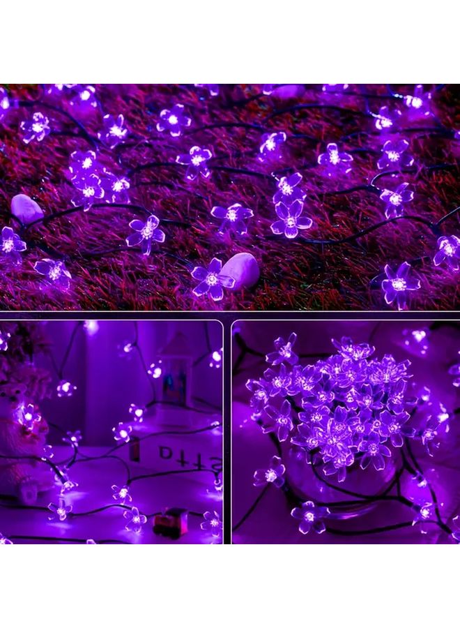 Purple Solar Cherry Blossom String Lights 20 LEDs 8 Modes Outdoor Festive Decor - Image 5