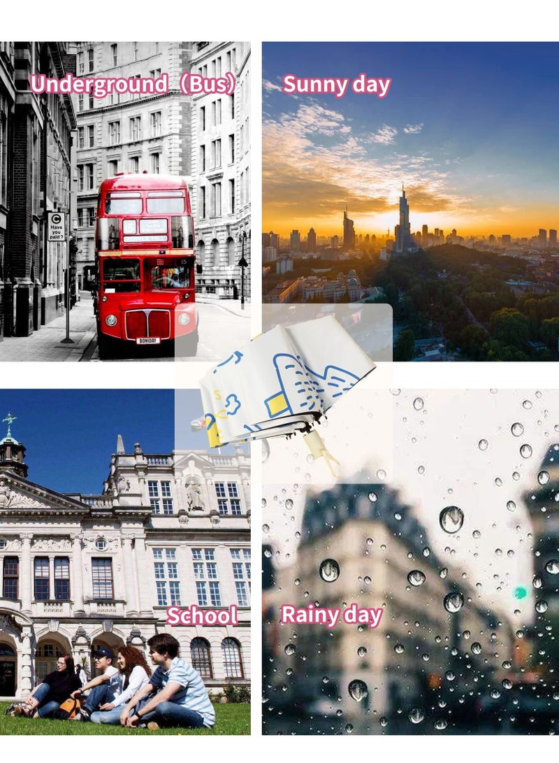 KASTWAVE Folding Umbrella, Windproof Travel Umbrella Lightweight Compact Folding Collapsible Small Light, Strong, Mini, Portable Umbrella Kids Umbrella for Boys Girls - Image 4