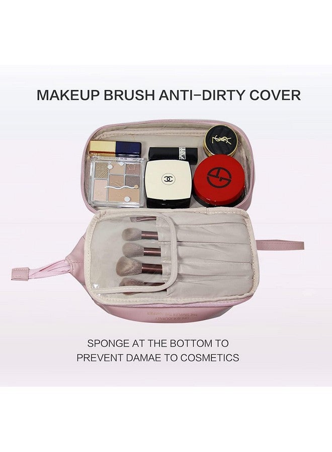 جولدن بيرد حقيبة أدوات الزينة للسفر متعددة الوظائف مع جيوب داخلية لتخزين المكياج والمجوهرات والزينة والعناية بالأدوية وحقيبة مستحضرات التجميل ذات سعة كبيرة للنساء مقاومة للماء (وردي) - Image 2