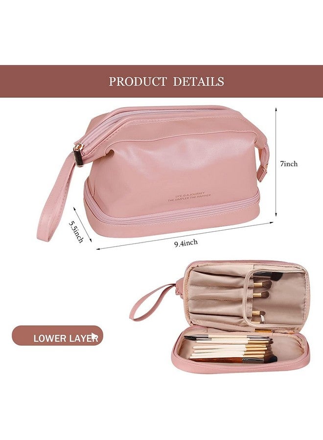 جولدن بيرد حقيبة أدوات الزينة للسفر متعددة الوظائف مع جيوب داخلية لتخزين المكياج والمجوهرات والزينة والعناية بالأدوية وحقيبة مستحضرات التجميل ذات سعة كبيرة للنساء مقاومة للماء (وردي) - Image 3
