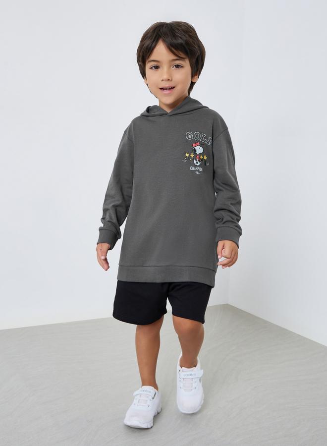 Styli Kids Grey Snoopy Print Cotton Hoodie - Image 2