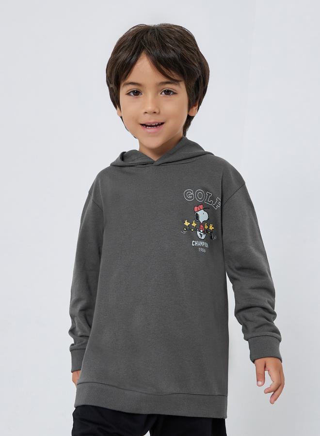 Styli Kids Grey Snoopy Print Cotton Hoodie - Image 1