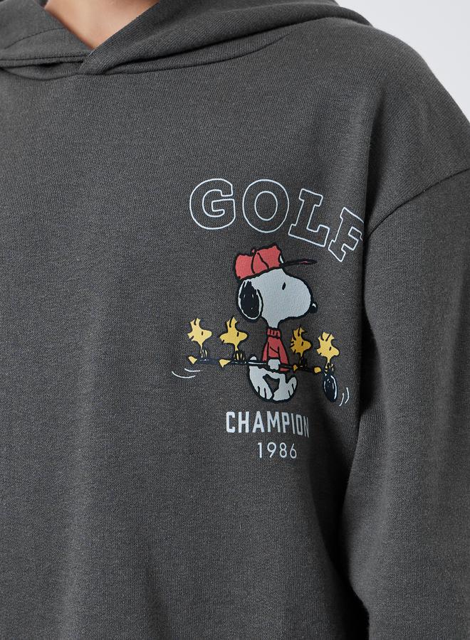 Styli Kids Grey Snoopy Print Cotton Hoodie - Image 4