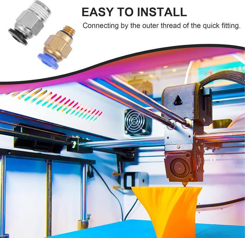 GANAZONO 16pcs 3d Printer Pneumatic Quick Connect Fittings Straight Air Hose Push-to-connect Metal Tube Adapters for 3d Printer Pneumatic Systems - Image 5