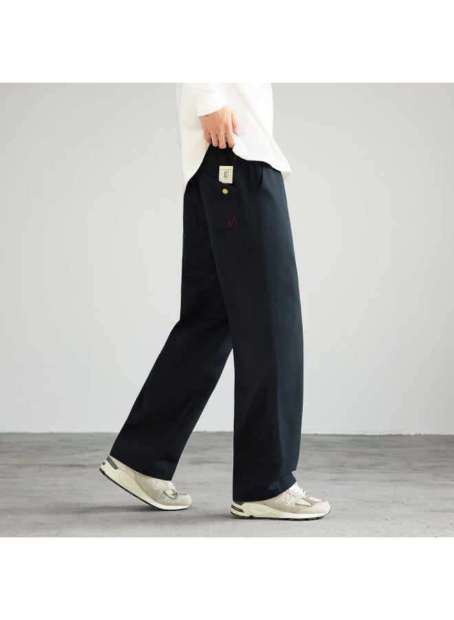Tonlion Autumn Winter Men's Woven Back Pocket Label Basic Straight Casual Pants - Image 2