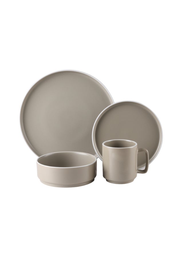 Bien Servi 16-Piece Contemporary Design Stoneware Dinner Set Beige 28.5 x 28.5 x 30 cm ST7578-BEIGE  - Image 2