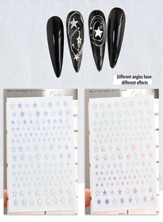 SPLOCUDU 8 Sheets Aurora Nail Art Stickers 3D Self-Adhesive Pegatinas Uñas Glitter Heart Nail Decals Star Moon Nail Supplies Nail Art Design Decoration Accessories for Women and Girls - Image 4