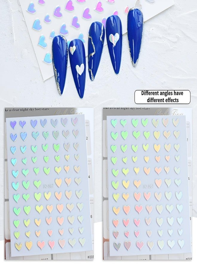 SPLOCUDU 8 Sheets Aurora Nail Art Stickers 3D Self-Adhesive Pegatinas Uñas Glitter Heart Nail Decals Star Moon Nail Supplies Nail Art Design Decoration Accessories for Women and Girls - Image 5