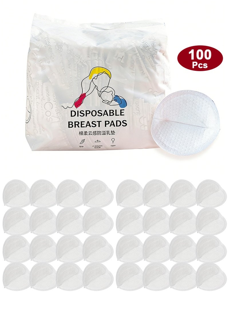 100 قطعة من وسادات ، وسادات  للرضاعة تبقى جافة للاستعمال مرة واحدة، وسادات  ناعمة وفائقة الامتصاص، تصميم مانع للتسرب، أغطية حلمات للرضاعة الطبيعية، كل عبوة فردية - Image 1