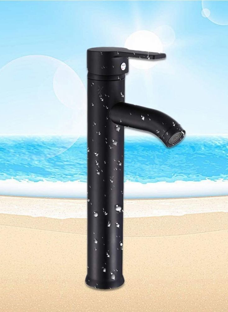 Tap Black Bathroom Faucet Stainless Steel Basin Mixer Bathroom Accessories Black Tap Sink Basin Mixer Tap for Home Kitchen (High Pattern) - Image 5