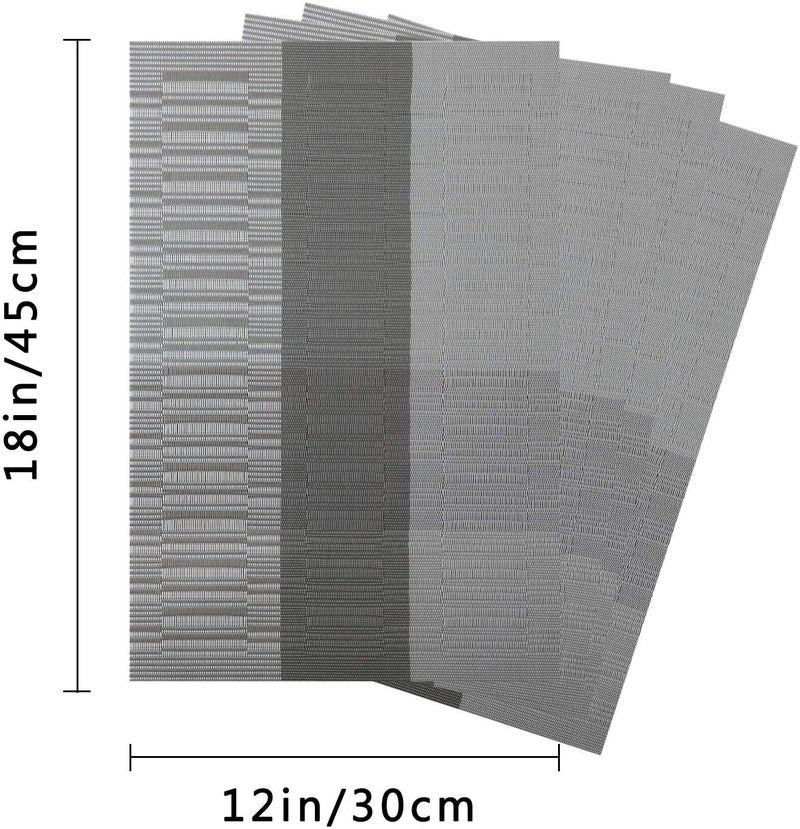 pepplo® Placemats Set of 4 Dining Table Mats Woven Vinyl PVC Placemats Non-Slip Heat-Resistant Washable Place Mats, Grey Silver (PLC01B4) - Image 2