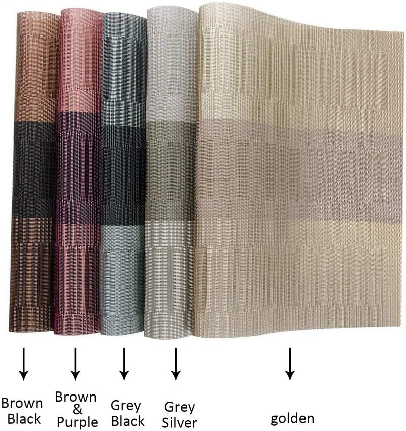 pepplo® Placemats Set of 4 Dining Table Mats Woven Vinyl PVC Placemats Non-Slip Heat-Resistant Washable Place Mats, Grey Silver (PLC01B4) - Image 4