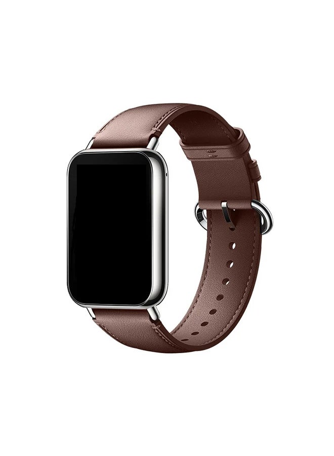 O Ozone Leather Straps For Xiaomi Smart Band 8 Pro, Leather Replacement Strap Watch Wrist Band Smart Bracelet Accessories for Women Men - Dark Brown - Image 1