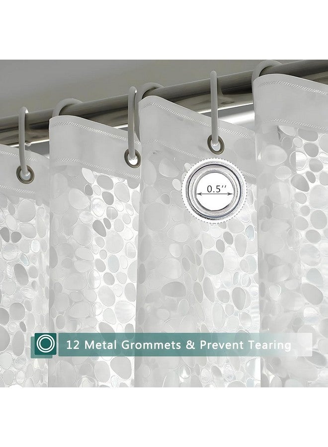 Kuber Industries Kuber Industries Shimmer (Pack Of 6) Shower Curtain (7 Feet) Bathroom Curtain|Ac Curtains|Pvc Waterproof Bathtub Curtain|8 Rings Curtain|Bathroom Window Curtain|Stone Print|Transparent  - Image 2