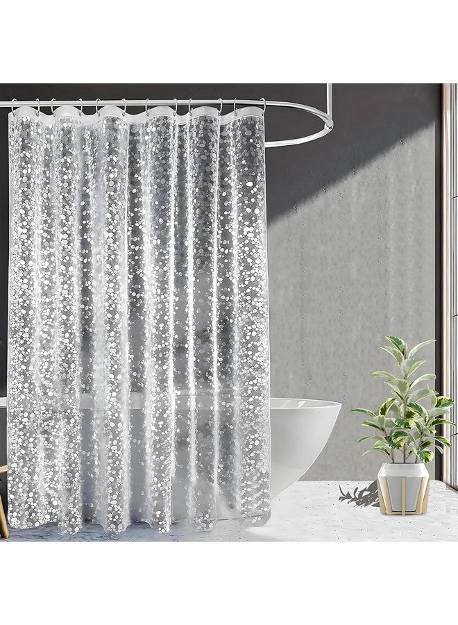 Kuber Industries Kuber Industries Shimmer (Pack Of 6) Shower Curtain (7 Feet) Bathroom Curtain|Ac Curtains|Pvc Waterproof Bathtub Curtain|8 Rings Curtain|Bathroom Window Curtain|Stone Print|Transparent  - Image 1