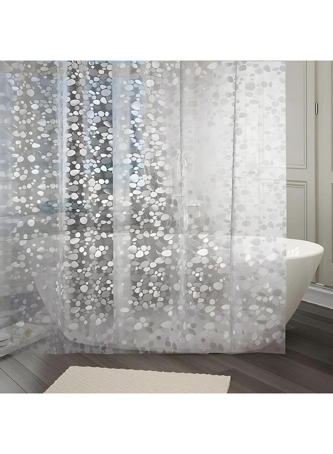 Kuber Industries Kuber Industries Shimmer (Pack Of 6) Shower Curtain (7 Feet) Bathroom Curtain|Ac Curtains|Pvc Waterproof Bathtub Curtain|8 Rings Curtain|Bathroom Window Curtain|Stone Print|Transparent  - Image 4