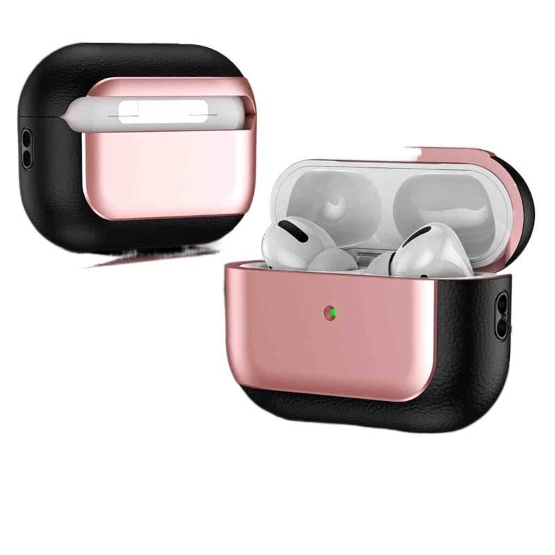 حافظة حماية متوافقة مع سماعات AirPods Pro / سماعات AirPods 1 / 2 جلدية مع تي بي يو وغطاء صلب باللون وردي وحماية من الخدش وحمل يومي خفيف خفيف الوزن من مادة TPU - LILA - Image 1